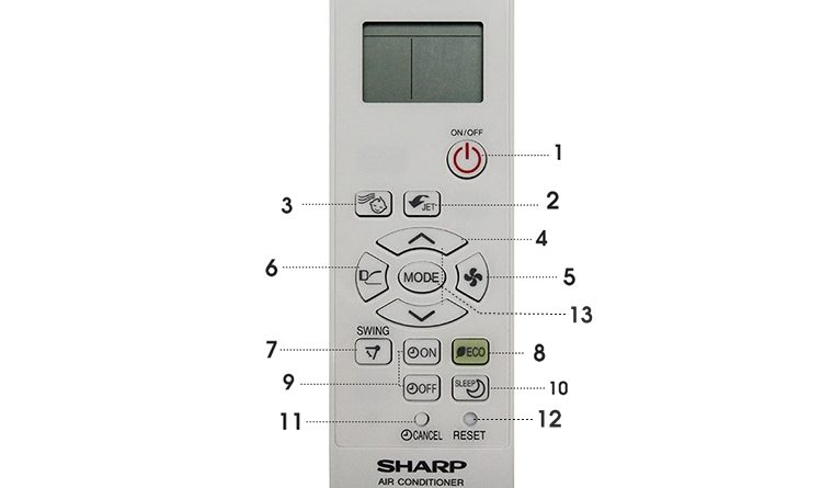 Cách điều khiển remote máy lạnh Sharp dòng J-tech inverter 1