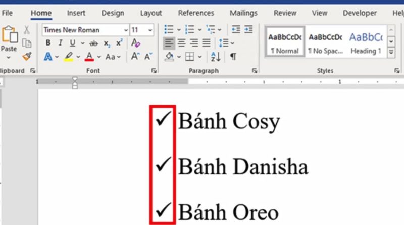 Cách chèn dấu check trong word dễ dàng 1