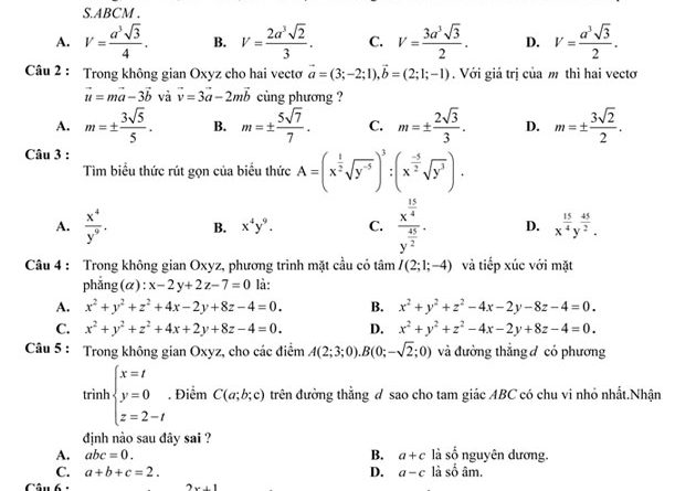 Đề thi thử THPT Quốc gia môn Toán 2017 trường THPT Chuyên Bảo Lộc 1