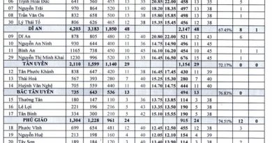 Điểm chuẩn lớp 10 năm 2022 Bình Dương tất cả các trường công lập 34